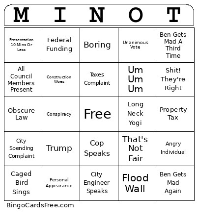 Minot Bingo Card