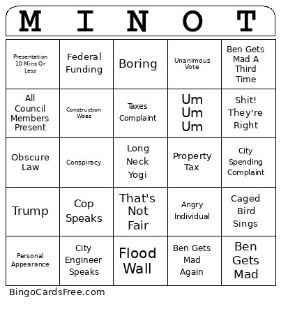 MINOT Bingo Card