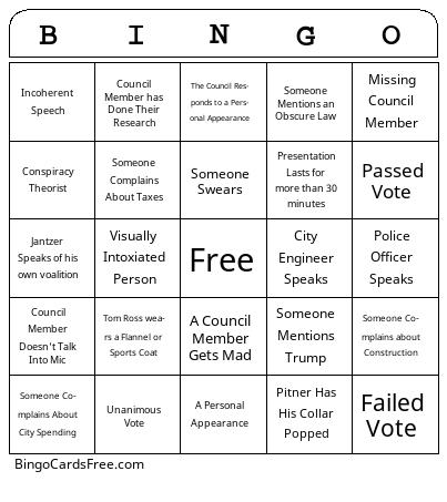 Minot City Council Bingo