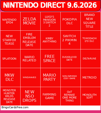 Mipy Direct 9.6.2026 Bingo Card