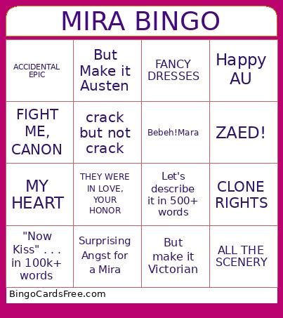 MIRA Bingo Card