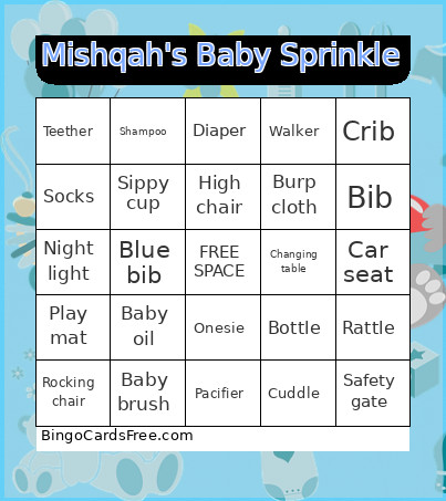 Mishqah's Baby Sprinkle Bingo Card
