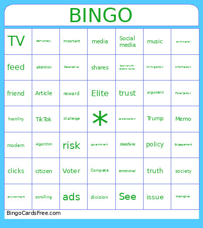 Misinfo Class (Spring 2026) Bingo Card