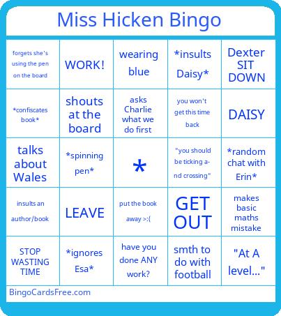 Miss Hicken Bingo