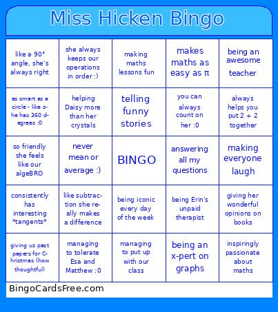 Miss Hicken Bingo