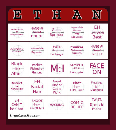 Mission Impossible Bingo Card