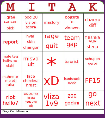 MITAKA Bingo Card