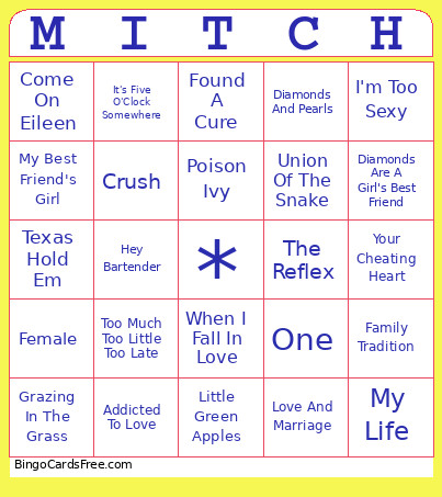 MITCH Bingo Card