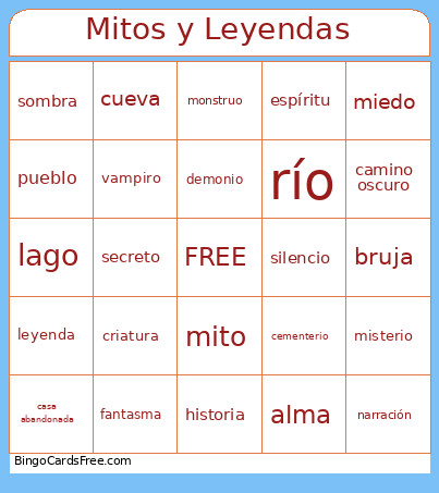Mitos Y Leyendas Bingo Card