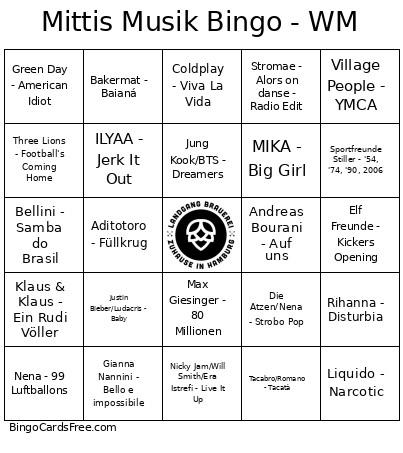 Mittis Musik - WM Bingo Card