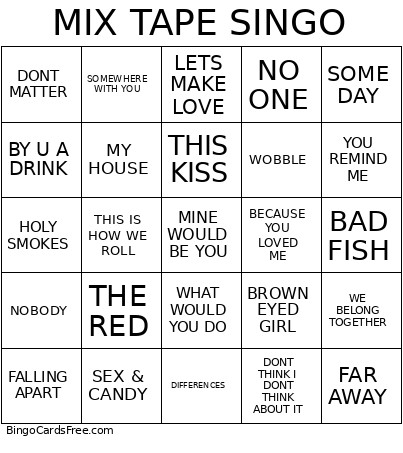 MIX TAPE SINGO Bingo Card
