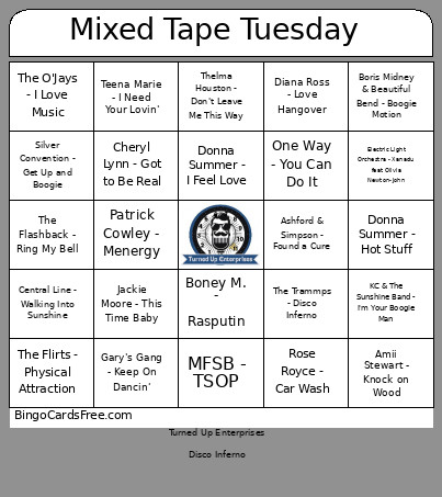 Mixed Tape Tuesday Bingo Card