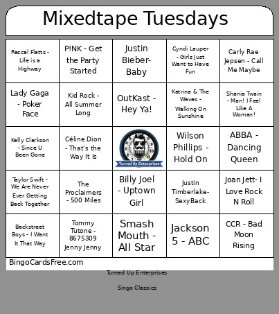 Mixedtape Tuesdays Bingo Card