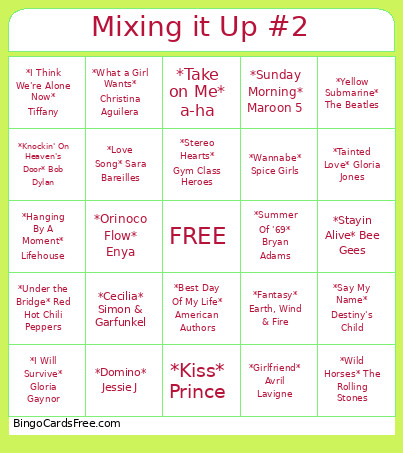 Mixing It Up #2 Bingo Card