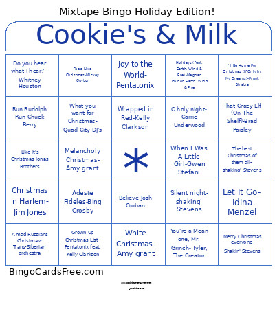 Mixtape Holiday Edition- Game 3 Bingo Card