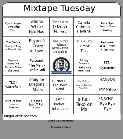 Mixtape Tuesday Bingo Card