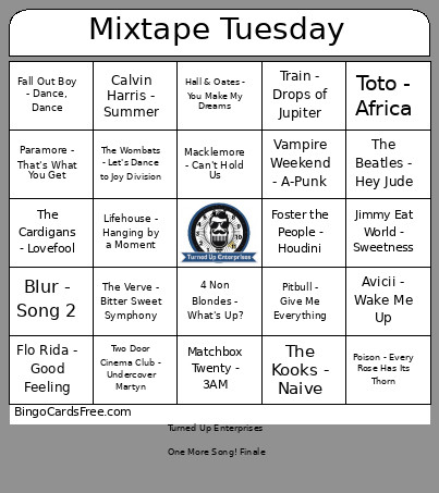 Mixtape Tuesday Bingo Card