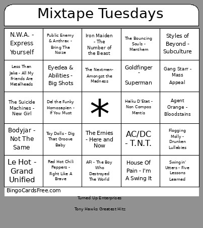 Mixtape Tuesday Week3a Bingo Card