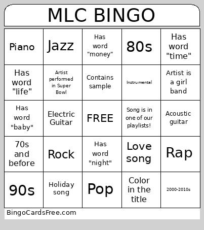 MLC Bingo Card