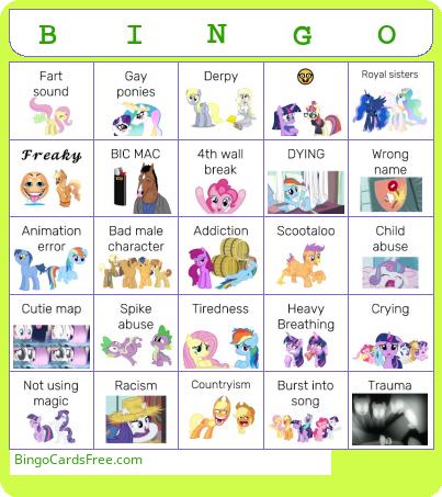 MLP BING Bingo Cards Free Pdf Printable Game, Title: BINGO