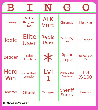 MM2 Bingo Card