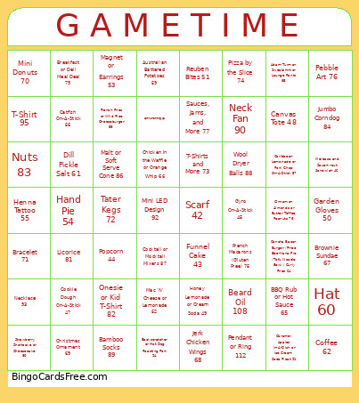 MN State Fair Coupon Book Bingo Card