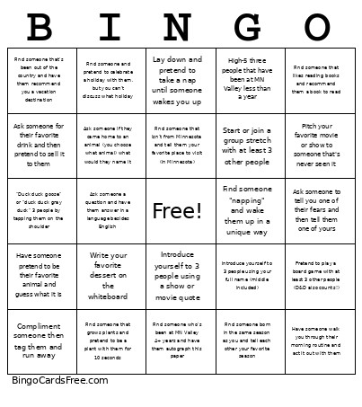 MN Valley Bingo Card