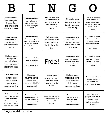 MN Valley Bingo Card
