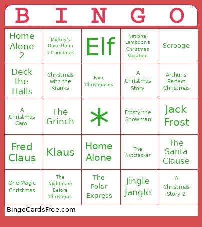 MNK Holiday 2 - Christmas Movies Bingo Card