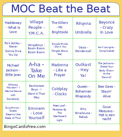 MOC Beat The Beat Bingo Card