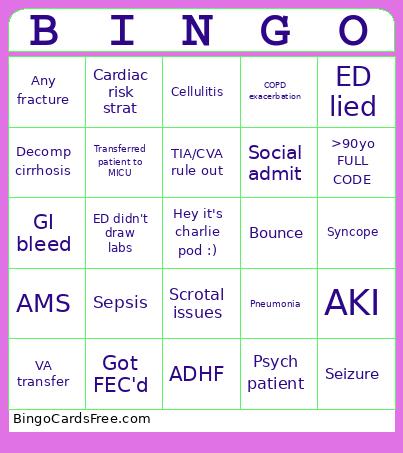 MOD Bingo Card