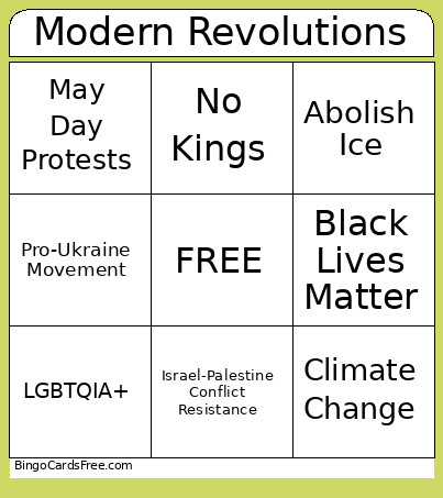 Modern Revolutions Bingo Card