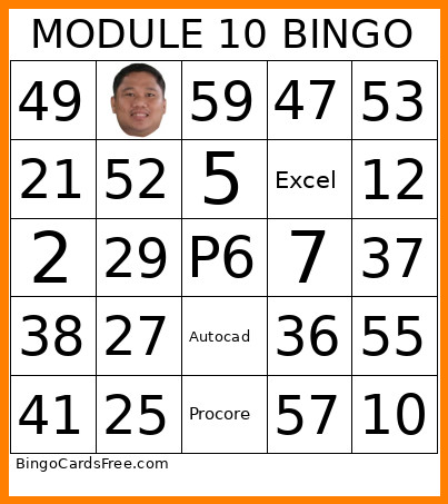 MODULE 10 Bingo Card