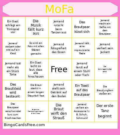 MoFaa Bingo Card