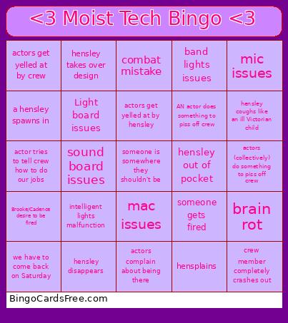 ????Moist Tech ???? Bingo Card