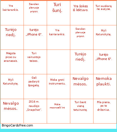 Mokymu Bingo Card