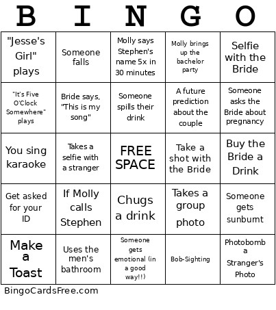 Molly's Bach Bingo Card