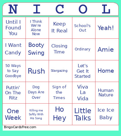 Mom Bday Bingo Card