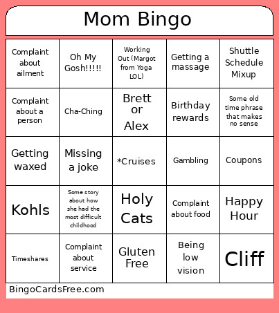 Mom Bingo Card