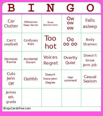 Mom Bingo Card