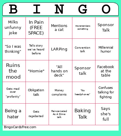 Mom Bingo Card