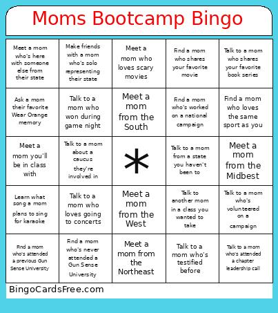 Moms Bootcamp Bingo