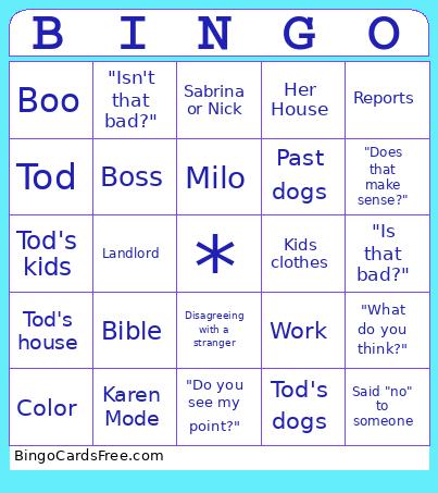 Mom's Convos Bingo Card