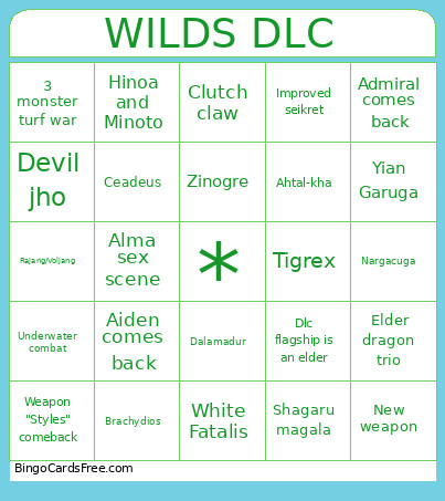 Monhun Dlc Trailer Bingo Card