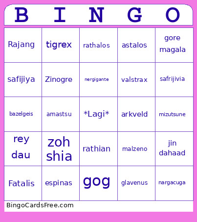 Monster Hunter Songs Bingo Card