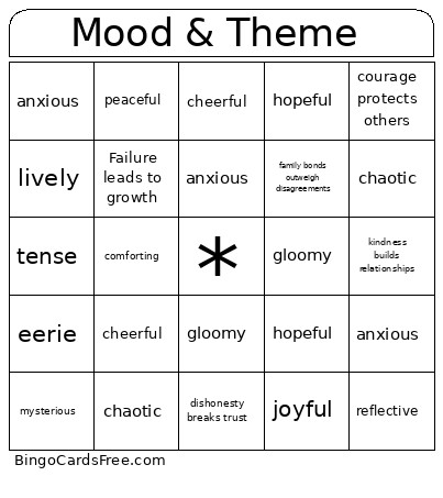 Mood & Theme Bingo Card
