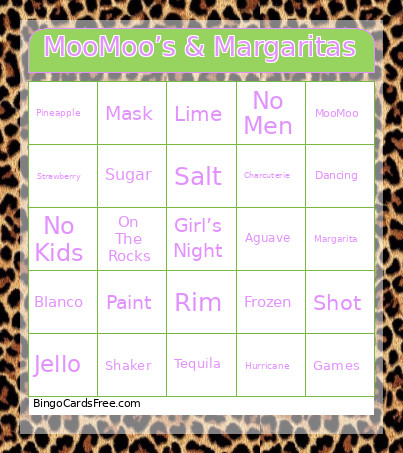 MooMoo’s & Margaritas Bingo Card