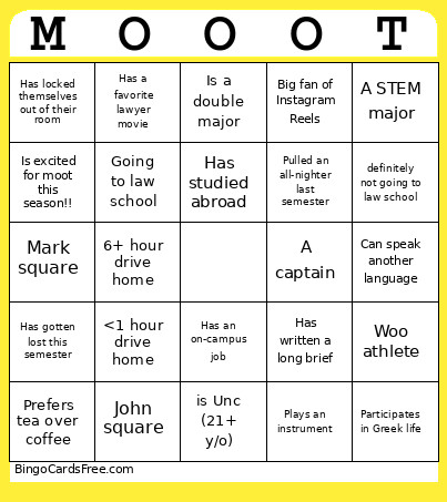 Moot 2026! Bingo Card