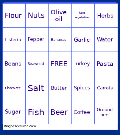 More Foods That Can Kill You Bingo Card