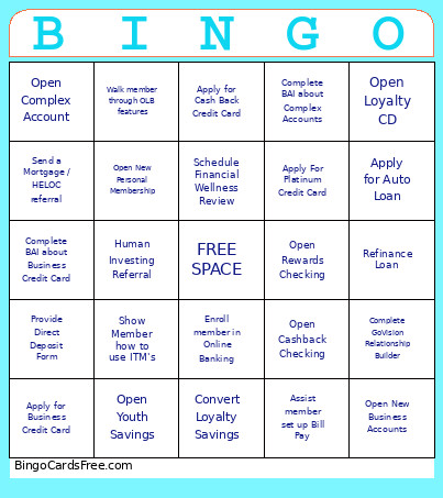 More Space Bingo Card